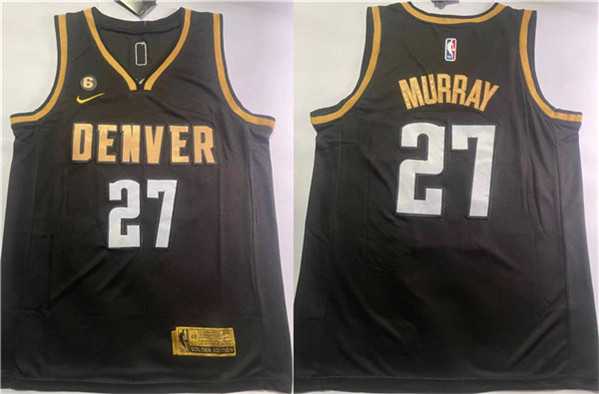 Mens Denver Nuggets #27 Jamal Murray Black With NO.6 Patch Stitched Jersey->denver nuggets->NBA Jersey
